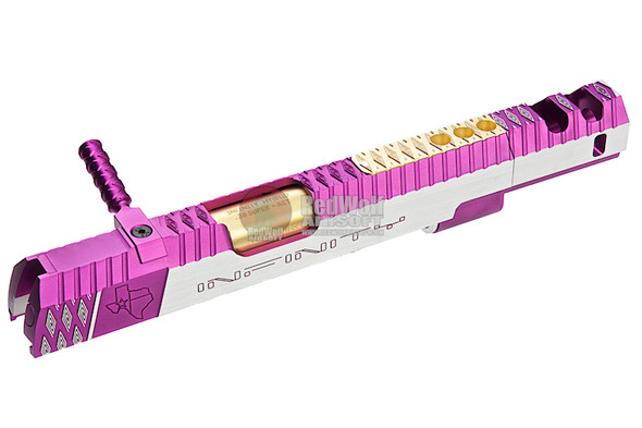 Gunsmith Bros CNC Aluminum IMM Spiral Rhombus Open Slide Set for Tokyo Hi-Capa Series - 2 Tone Purple