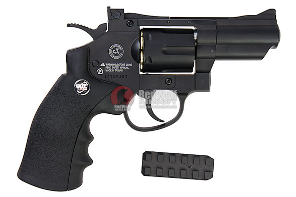 WinGun Airsoft Revolver CO2 708 (2.5 inch, Black Grip, 6mm Version) - Black