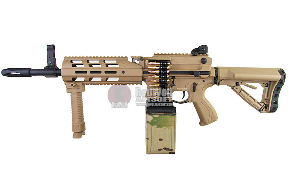 G&G CM16 LMG (Combat Machine) AEG Airsoft Rifle - Desert TAN