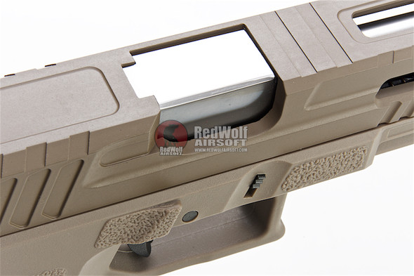 KJ Works KP-13F Full Auto Metal Slide CO2 GBB Airsoft Pistol - TAN