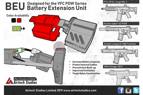 Airtech Studios VFC Avalon PDW Series Battery Extension Unit - Red