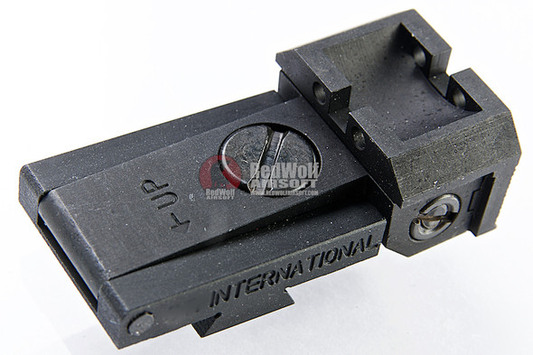 Airsoft Masterpiece 1911 Rear Sight Rear Sight (Aluminum, STI Style) with Fiber (Hi Capa Compatible)