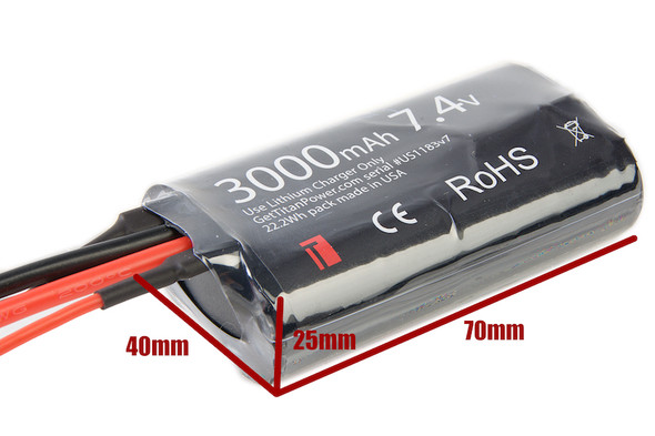 Titan Power 7.4v 3000mah Brick Deans Lithium Ion Battery (V8)