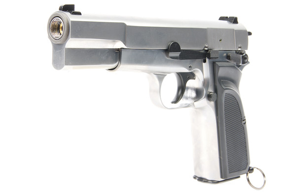 WE Browning Hi-Power MK3 Green Gas Airsoft Pistol  - Silver