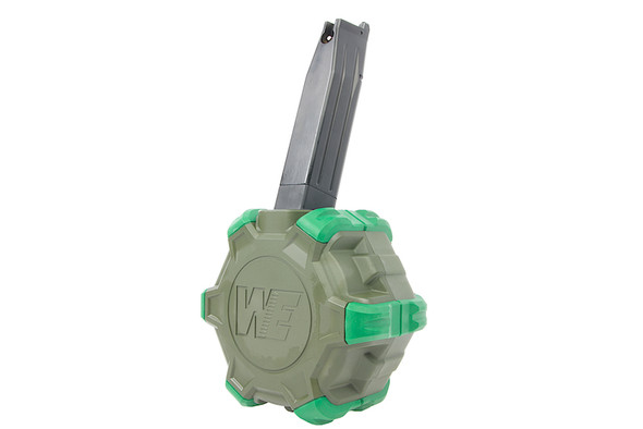 WE Hi Capa Green Gas Magazine (350 rounds Drum Magazine, Compatible w/ AW/WE/Tokyo) - OD