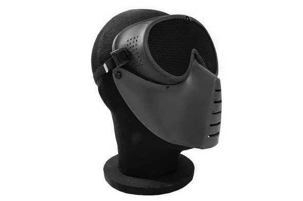 Sansei SG-5-N Airsoft Mask & Goggle - (Metal Mesh Version) - Black