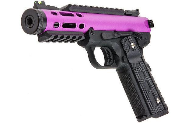 WE 1911 Galaxy Green Gas Airsoft Pistol - Purple Slide with Black Frame