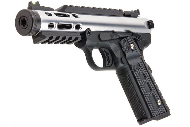 WE 1911 Galaxy Green Gas Airsoft Pistol - Silver Slide with Black Frame
