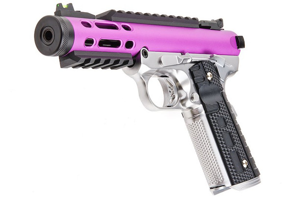 WE 1911 Galaxy Green Gas Airsoft Pistol - Purple Slide with Silver Frame