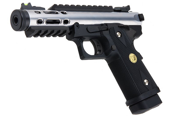 WE-Tech Hi Capa 5.1 Galaxy Type A Green Gas Airsoft Pistol - Silver Slide K Frame