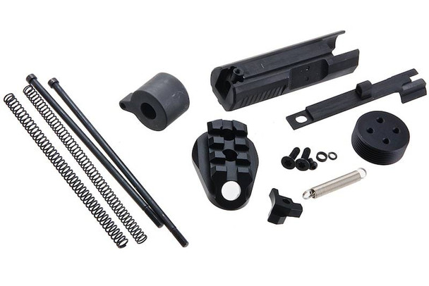C&C Tac Tokyo Marui M4 MWS GBBR Airsoft Short Bolt Set w/ M1913 Rail Folding Stock Adapter - Black