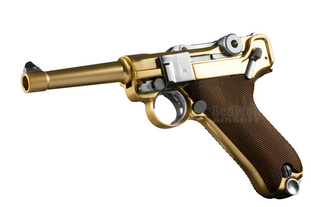 WE P08 Luger GBB Airsoft Pistol (4 inch, Gold)