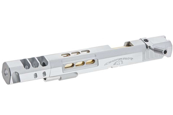 Airsoft Masterpiece Open Slide (S Style DVCl) for Tokyo Marui Hi Capa -Silver Slide w/ Silver Comp(7inch)