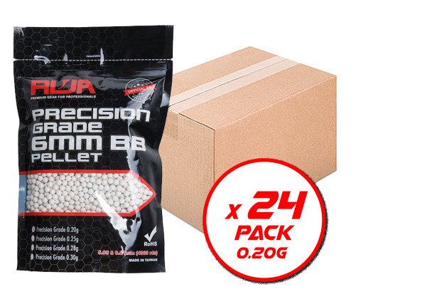 RWA 6mm Airsoft BBs ABS Precision Grade 0.20g BBs (4000rds/bag) 24 Packs per Carton Box