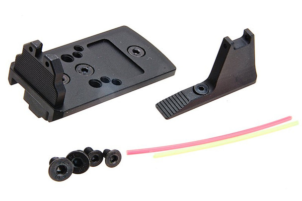 5KU Action Army AAP01 GBB Airsoft Fiber Front and Rear Sight Mount / RMR Mount Base - Black