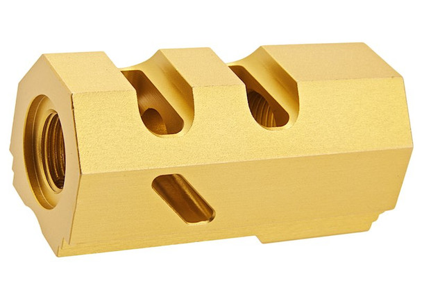 Revanchist Airsoft Tokyo Marui Hi Capa GBB Compensator (Dr. Black Style, 14mm CCW) - Gold