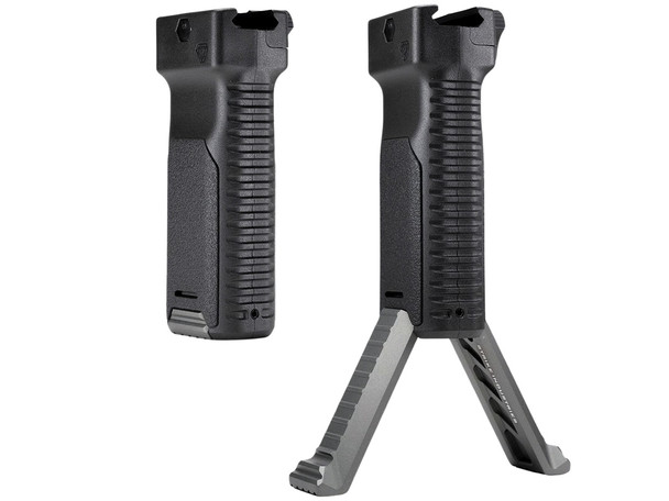 Strike Industries Bipod Grip with Aluminum Legs for 1913 Picatinny Rails- Grey