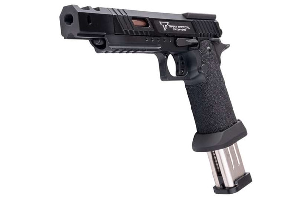 Army Armament JW3 TTI Alpha GBB Airsoft Pistol (CNC Slide) w/ Hand-Made Stippling Grip - Black