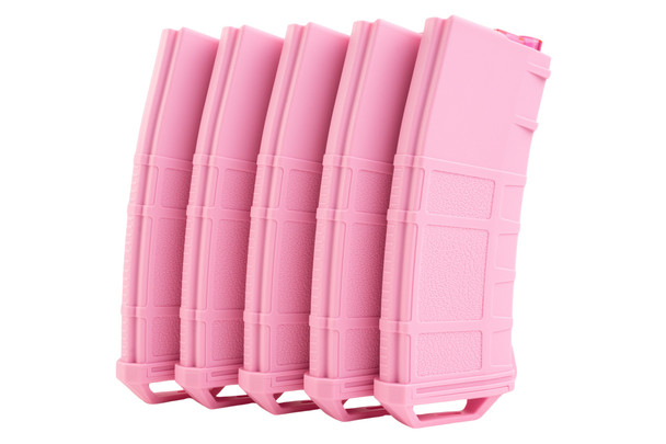 Amarok Sports Polymer Mid Cap Magazine for AEG (250rds, 5pcs/ Box Set, Pink - Limited Edition)