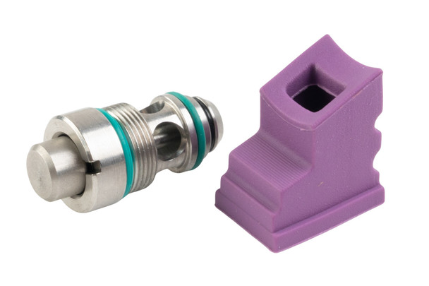 T8 Output Valve w/ 70 degree Gas Route Seal / Gasket for CGS Lancer L5AWM MWS Magazine (Stainless Steel)