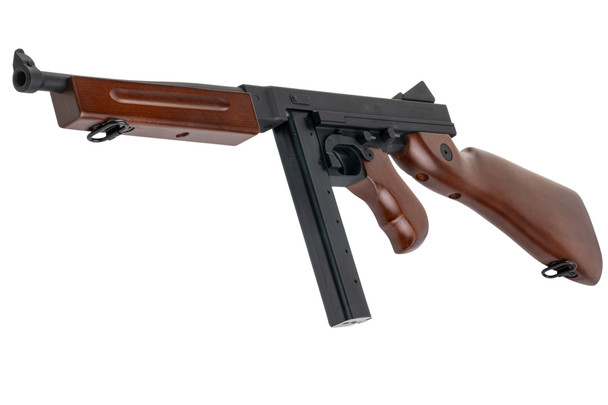 Cybergun Thompson Licensed M1A1 Military AEG Airsoft Rifle - Real Wood (by King Arms)