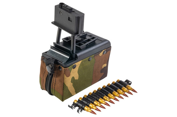 Battleaxe A&K M249 AEG Sound Control Drum Magazine (2200 rounds) - Woodland