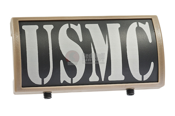 Custom Gun Rails (CGR) Aluminum Rail Cover (USMC, Large Laser Engraved Aluminum) - FDE Retainer