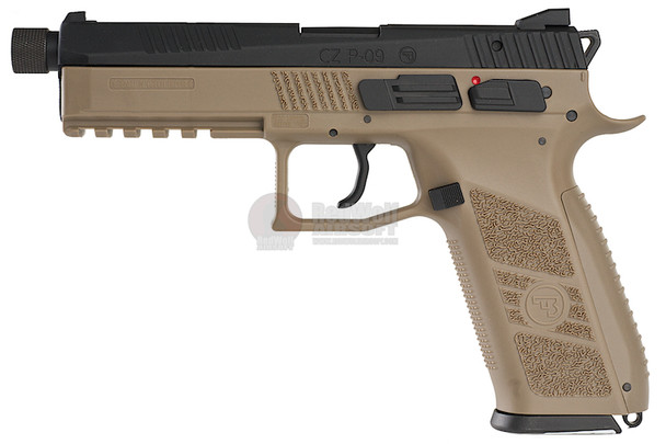 KJ Works ASG CZ P-09 Duty CO2 Airsoft Pistol (Threaded Barrel Version)(ASG Licensed) - TAN