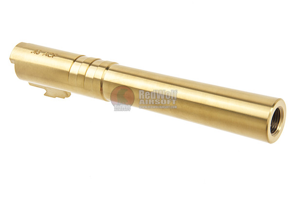 COWCOW Technology OB1 Stainless Steel Threaded Outer Barrel for Tokyo Marui Hi-Capa 5.1 GBB Series (.45 marking) - Gold