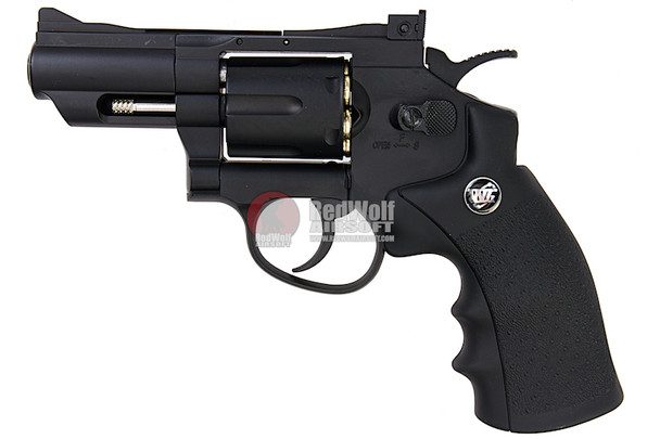 WinGun Airsoft Revolver CO2 708 (2.5 inch, Black Grip, 6mm Version) - Black