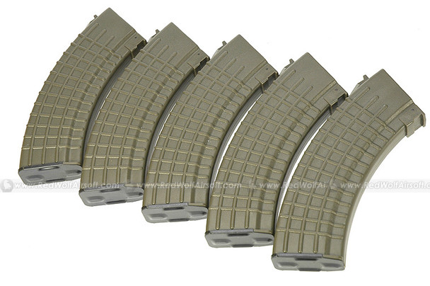 MAG AK47 Magazine (100 rounds Airsoft AEG Magazine, Waffle Type) 5pcs/box (OD)