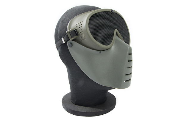 Sansei SG-5-N Airsoft Mask & Goggle - (Metal Mesh Version) - Olive Drab
