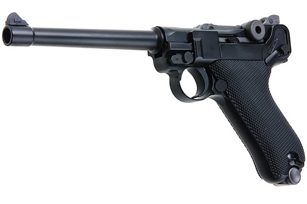WE P08 Luger Green Gas Airsoft Pistol (6 inch / Black)