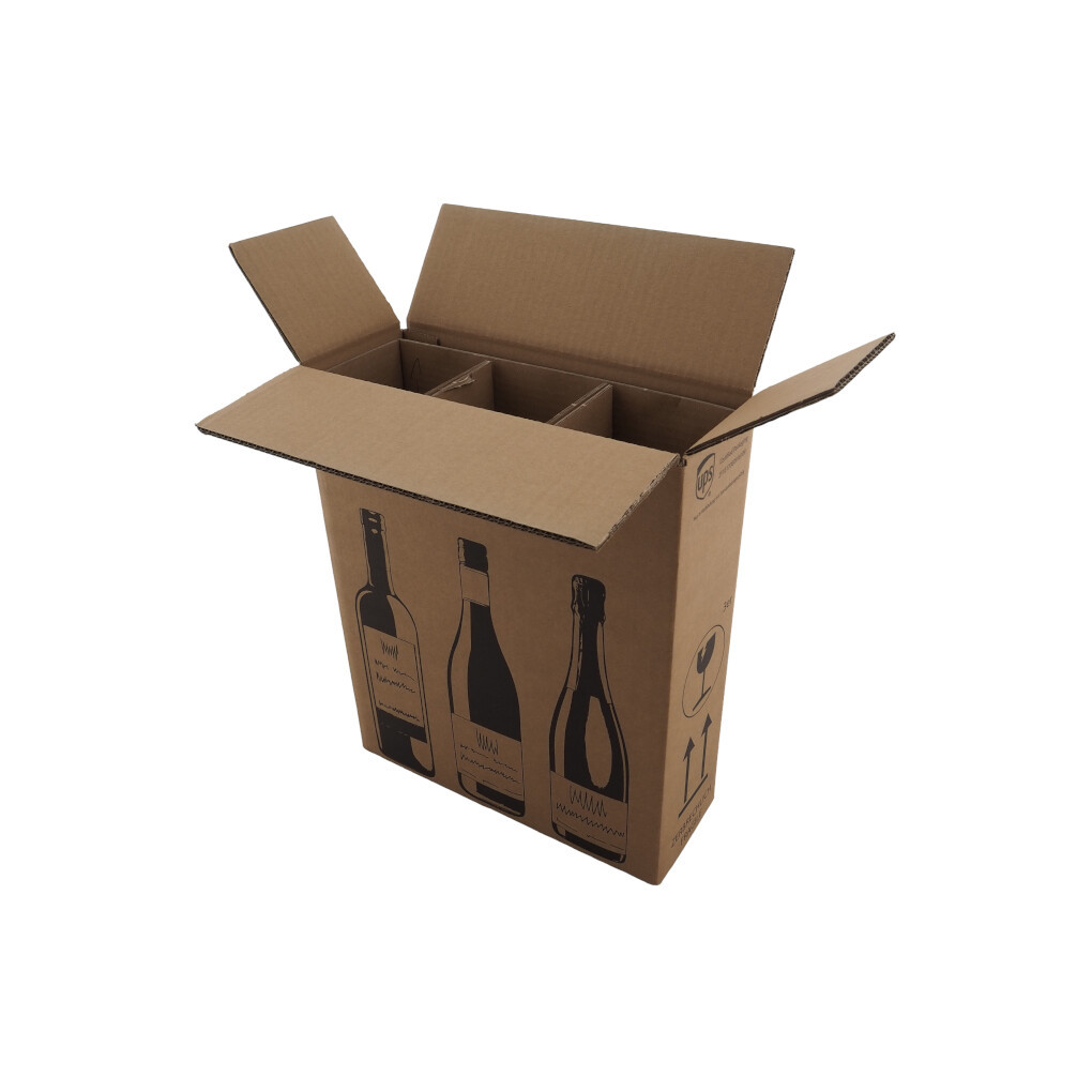 0203 305x108x368mm EB Bruin Nieuw Bedrukt - wijndoos 3 - met inlay