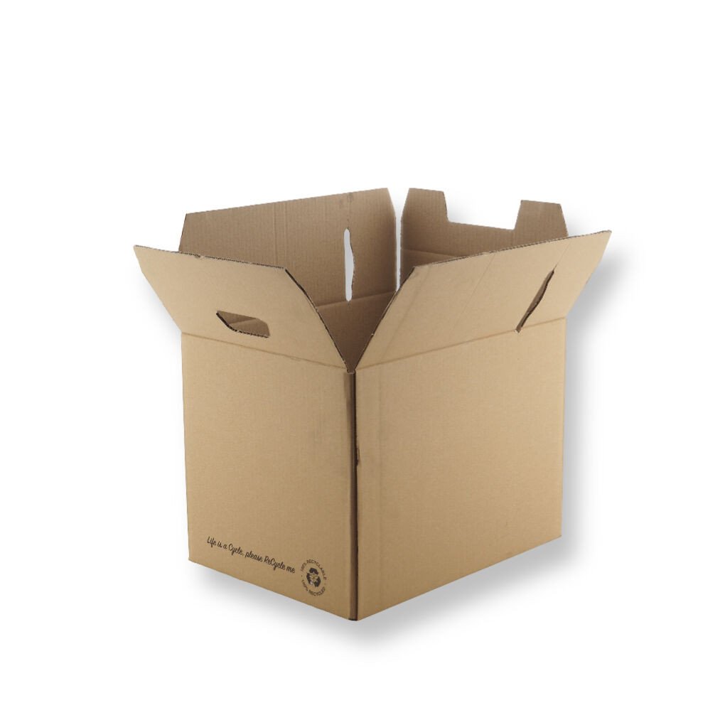 0201 380x280x280mm EB Bruin Gebruikt Sticker