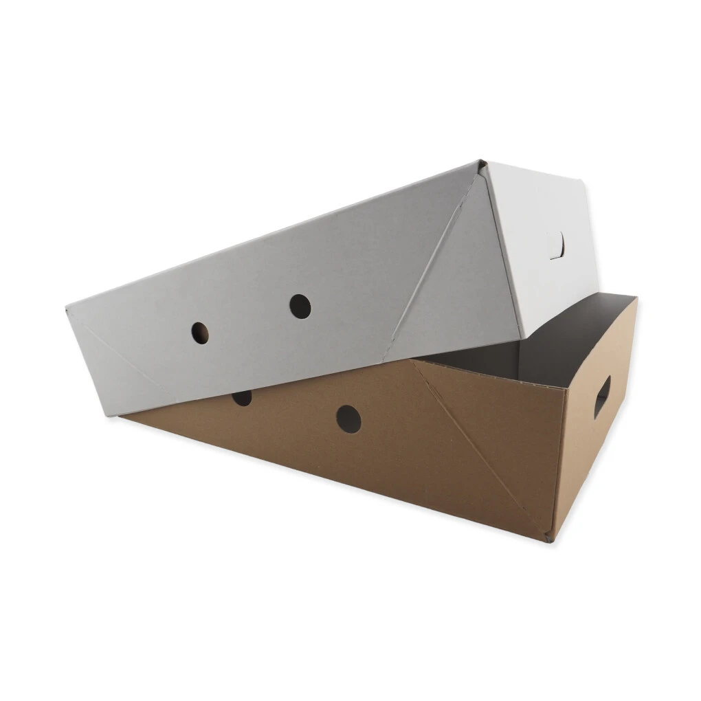 Multi-image 0 for Meat Box 25kg 570x370x150mm with Vent Holes and Handles Base & Lid Brown/White