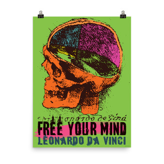 Leonardo Da Vinci Pop Art Skull Free Your Mind Poster
