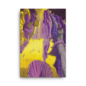 Botticelli Birth of Love Venus on purple shell against gold canvas print