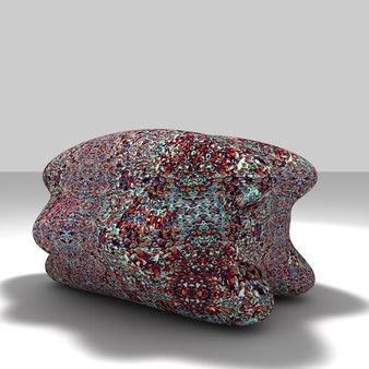 Crimson and teal kaleidoscope organic stone-form sculpture