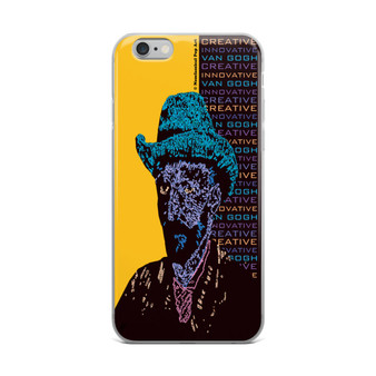 Neoclassical pop art van gogh Blue hat on Yellow Self Portrait in hat iphone cases 