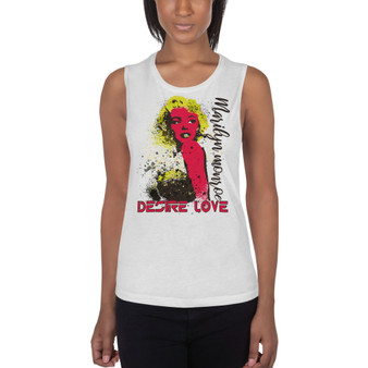 buy online Marilyn Monroe Yellow Red Desire Love Ladies’ Muscle Tank  by Neoclassical pop art 