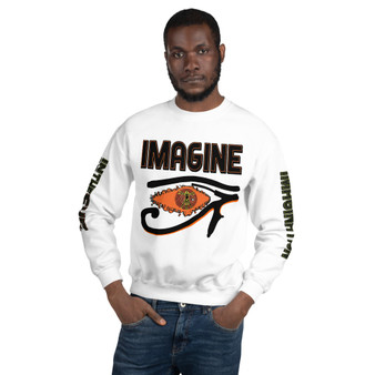 White Da Vinci Imagine eye of Horus Vitruvian man Unisex Sweatshirt