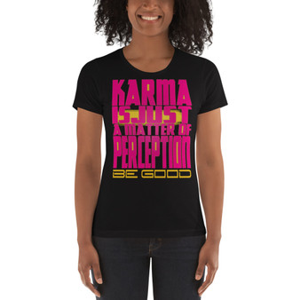 on sale Spiritual Karma in just a matter of Perception Women's t-shirt by neoclassical pop art 
