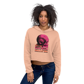 Da Vinci Dream Big Pink Skull Crop Hoodie fashion