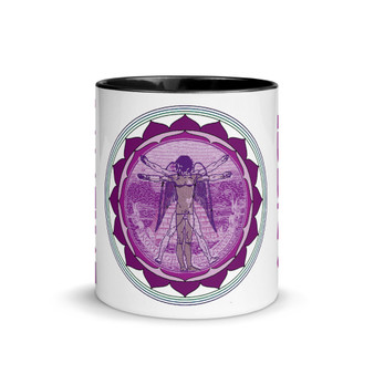 the Leonardo da Vinci purple Coffee Mugs with leonardo da vinci quote