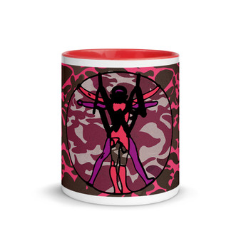 pink, purple, khaki, 11 oz Leonardo da Vinci vitruvian man mug