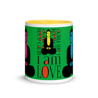 Green, Yellow, Orange, Blue, Pink Buddha Be "I Am Love" affirmation Spiritual mug