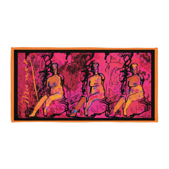 Eduard Manet Orange Pink woman figure in nature art towel