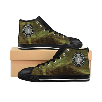 Da Vinci  Women's High-top Olive Abstract cool Designer Sneakers by Neoclassical Pop Art  