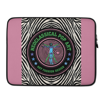 leonardo da vinci vitruvian man pink, light bue, green, zebra pattern Laptop Sleeve